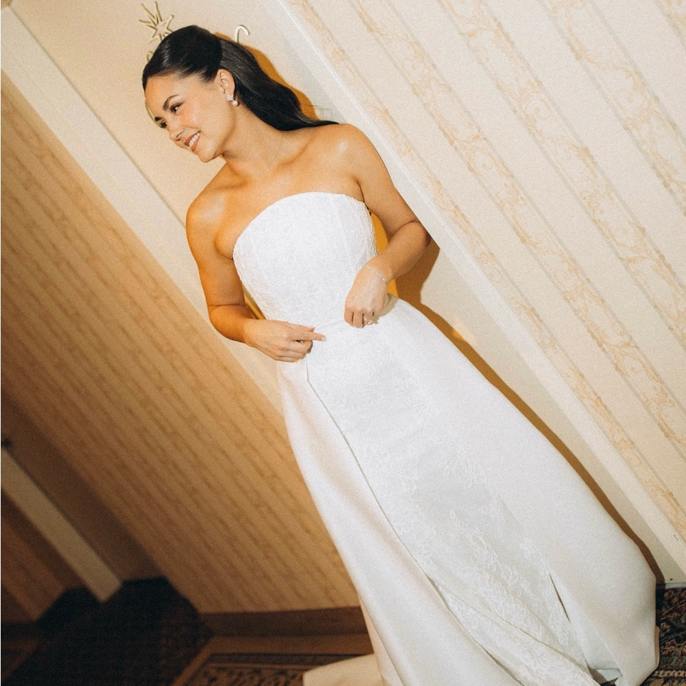Strapless Lace Wedding Gown - House of Renhue Elara Gown & Anderson Overskirt